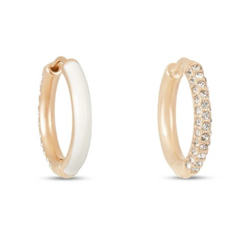 Orecchini Donna Stroili A Cerchio In Argento 925 Rosato Con Cubic Zirconia Bianchi E Smalto Bianchi 3 - Verre Gioielli Orecchini Donna Stroili A Cerchio In Argento 925 Rosato Con Cubic Zirconia Bianchi E Smalto Bianchi