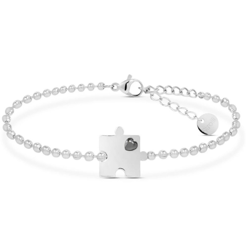 Bracciale Donna Puzzle Stroili In Acciaio Con Zircone Nero A Cuore 3 - Verre Gioielli Bracciale Donna Puzzle Stroili In Acciaio Con Zircone Nero A Cuore