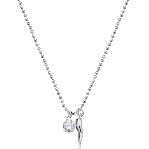 Collana Donna Brosway In Acciaio Con Cristallo Bianco E Cornetto Pendenti 3 - Verre Gioielli Collana Donna Brosway In Acciaio Con Cristallo Bianco E Cornetto Pendenti