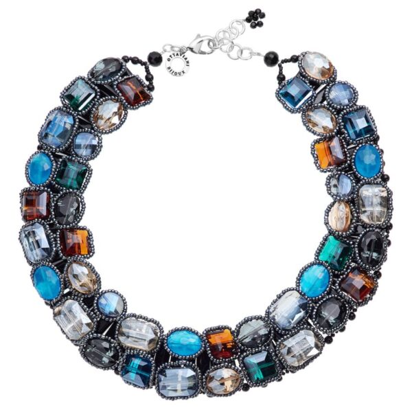 Collana Donna Ottaviani Con Cristalli Multicolor E Perline Nere