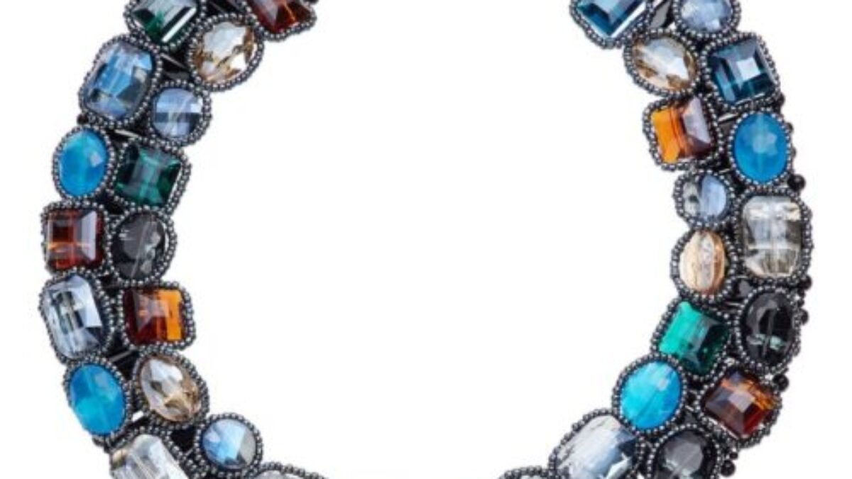 Avalaya Collana Lunga In Corde Di Cotone Nero Con Perline Geometriche In Legno – Toni Verde Acqua, Oliva, Blu – 80cm Regolabile