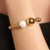 Bracciale Donna Brosway Con Sfere In Acciaio Dorato E Perla Di Conchiglia Perfect 1 Verre Gioielli - l'istituzione del gioiello