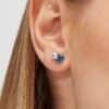 Mono Orecchino Brosway In Argento 925 Con Cubic Zirconia Blue Baguette E Bianco Quadrato Fancy 1 Verre Gioielli - l'istituzione del gioiello