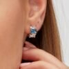 Mono Orecchino Brosway A Cerchio In Argento 925 Con Cubic Zirconia Blue E Bianchi Baguette Fancy 1 Verre Gioielli - l'istituzione del gioiello