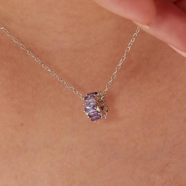 Charm Brosway In Argento 925 Con Cubic Zirconia Viola Baguette Fancy 2 Verre Gioielli - l'istituzione del gioiello