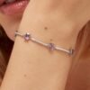 Bracciale Donna Semi Rigido Brosway In Argento 925 Con Cubic Zirconia Viola Baguette E Bianchi Quadrati Fancy 1 Verre Gioielli - l'istituzione del gioiello