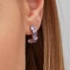 Mono Orecchino Donna Brosway A Cerchio In Argento 925 Con Cubic Zirconia Viola Baguette Fancy 1 Verre Gioielli - l'istituzione del gioiello