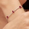Bracciale Donna Semi Rigido Brosway In Argento 925 Con Cubic Zirconia Rosso Rubino Baguette E Bianchi Quadrati Fancy 1 Verre Gioielli - l'istituzione del gioiello
