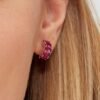 Mono Orecchino Brosway A Cerchio In Argento 925 Con Cubic Zirconia Rosso Rubino Ovali Fancy 1 Verre Gioielli - l'istituzione del gioiello