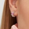 Mono Orecchino Donna Brosway A Cerchio In Argento 925 Con Cubic Zirconia Rosa Baguette E Bianchi Quadrati Fancy 1 Verre Gioielli - l'istituzione del gioiello