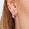 Mono Orecchino Donna Brosway A Cerchio In Argento 925 Con Cubic Zirconia Rosa Quadrati Fancy 1 Verre Gioielli - l'istituzione del gioiello