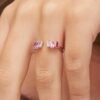 Anello Brosway Donna Regolabile In Argento 925 Con Cubic Zirconia Rosa Baguette Fancy 2 Verre Gioielli - l'istituzione del gioiello