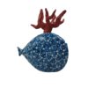 Scultura A Pesce Futuro D'Arte In Ceramica Blu E Rossa 2 - Verre Gioielli Scultura A Pesce Futuro D'Arte In Ceramica Blu E Rossa