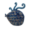 Scultura A Pesce Futuro D'Arte In Ceramica Blu E Celeste