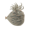 Scultura A Pesce Futuro D'Arte In Ceramica Bianca E Blu