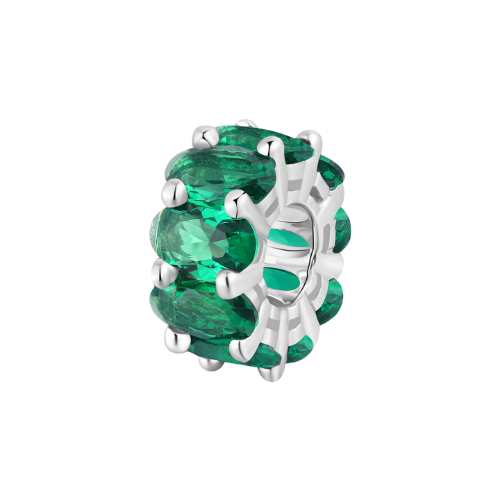 Charm Brosway In Argento 925 Con Cubic Zirconia Ovali Verdi Emerald Fancy