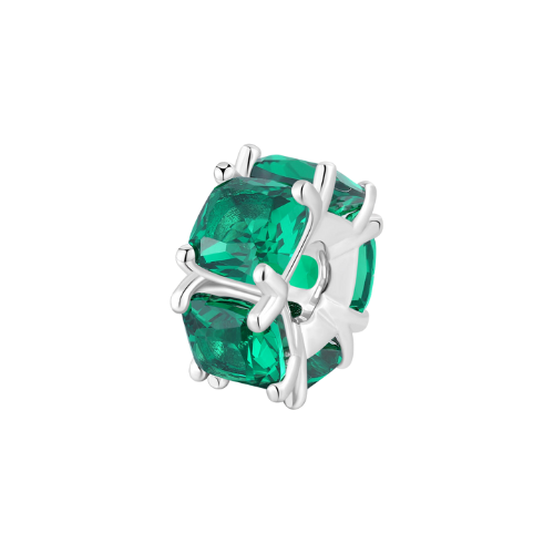 Charm Brosway In Argento 925 Con Cubic Zirconia Quadrati Verdi Emerald Fancy