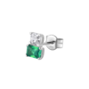 Mono Orecchino Donna Brosway In Argento 925 Con Cubic Zirconia Verde Baguette E Bianco Quadrato Fancy