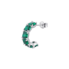 Mono Orecchino Donna Brosway A Cerchio In Argento 925 Con Cubic Zirconia Verde Quadrati Fancy