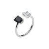 Anello Donna Regolabile Brosway In Argento 925 Con Cubic Zirconia Nero Baguette E Bianco Quadrato Fancy