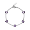 Bracciale Donna Semi Rigido Brosway In Argento 925 Con Cubic Zirconia Viola Baguette E Bianchi Quadrati Fancy