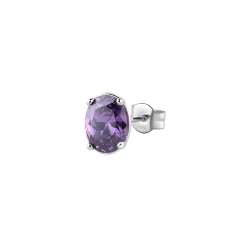 Mono Orecchino Donna Brosway In Argento 925 Con Cubic Zirconia Viola Ovale Fancy
