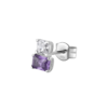 Mono Orecchino Donna Brosway In Argento 925 Con Cubic Zirconia Viola Baguette E Bianco Quadrato Fancy