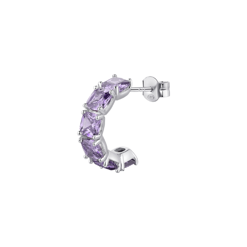 Mono Orecchino Donna Brosway A Cerchio In Argento 925 Con Cubic Zirconia Viola Quadrato Fancy 3 - Verre Gioielli Mono Orecchino Donna Brosway A Cerchio In Argento 925 Con Cubic Zirconia Viola Quadrato Fancy