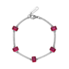 Bracciale Donna Semi Rigido Brosway In Argento 925 Con Cubic Zirconia Rosso Rubino Baguette E Bianchi Quadrati Fancy