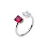 Anello Donna Regolabile Brosway In Argento 925 Con Cubic Zirconia Rosso Baguette E Bianco Quadrato Fancy 2 - Verre Gioielli Anello Donna Regolabile Brosway In Argento 925 Con Cubic Zirconia Rosso Baguette E Bianco Quadrato Fancy