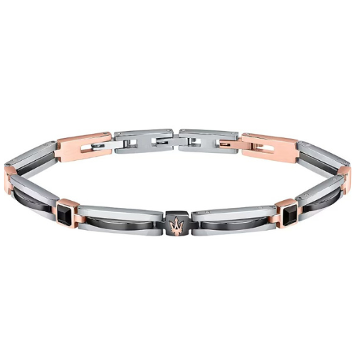 Bracciale Uomo Maserati In Acciaio Bicolore E Ceramica Nera