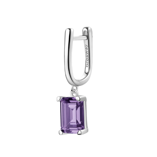 Mono Orecchino Brosway In Argento 925 Con Cubic Zirconia Viola Baguette Pendente Fancy 3 - Verre Gioielli Mono Orecchino Brosway In Argento 925 Con Cubic Zirconia Viola Baguette Pendente Fancy