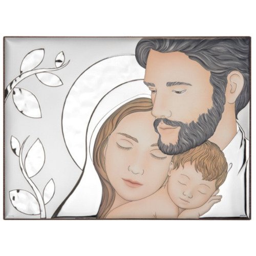 Sacra Famiglia Atelier In Argento 925 E Dettagli In Ceramica