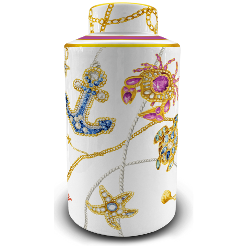 Vaso Potiche Baci Milano In Porcellana Portofino 3 - Verre Gioielli Vaso Potiche Baci Milano In Porcellana Portofino