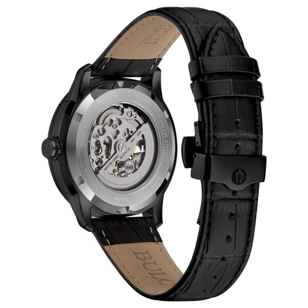 Orologio Uomo Bulova Meccanico Solo Tempo Sutton Skeleton In Acciaio Nero E Pelle 2 Verre Gioielli - l'istituzione del gioiello