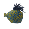 Scultura A Pesce Futuro D'Arte In Ceramica Celeste Gialla E Blu 2 - Verre Gioielli Scultura A Pesce Futuro D'Arte In Ceramica Celeste Gialla E Blu
