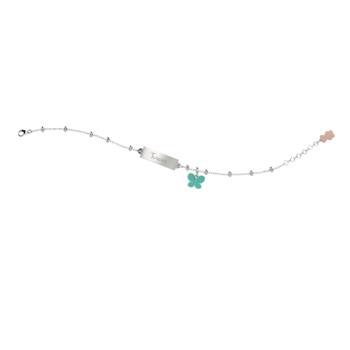 Bracciale Baby Nanan In Argento 925 Con Targa E Farfallina Tiffany 3 - Verre Gioielli Bracciale Baby Nanan In Argento 925 Con Targa E Farfallina Tiffany