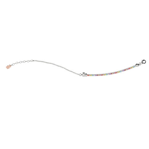 Bracciale Baby Tennis Nanan In Argento 925 Con Orsetto E Zirconi Multicolor 3 - Verre Gioielli Bracciale Baby Tennis Nanan In Argento 925 Con Orsetto E Zirconi Multicolor