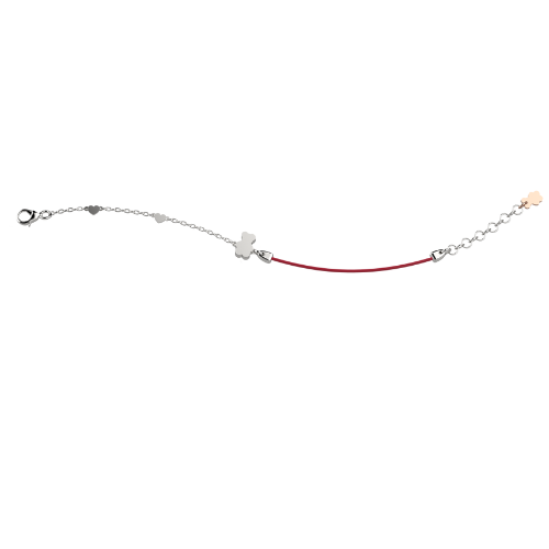 Bracciale Bimba Nanan In Argento 925 Con Orsetto E Cuori Con Laccio Rosso 3 - Verre Gioielli Bracciale Bimba Nanan In Argento 925 Con Orsetto E Cuori Con Laccio Rosso