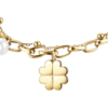 Bracciale Donna Luca Barra In Acciaio Dorato Con Quadrifoglio E Perla 1 Verre Gioielli - l'istituzione del gioiello
