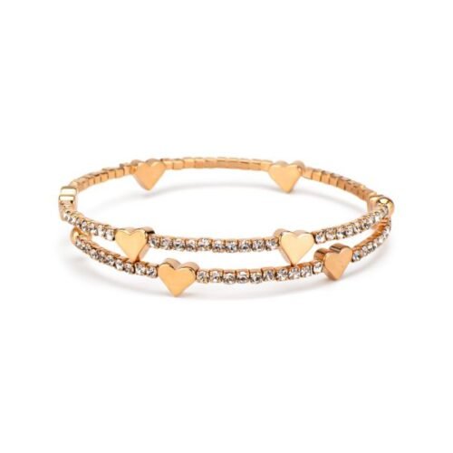 Bracciale Donna Rigido Mya Boccadamo In Bronzo Placcato Oro Rosa E Cuori
