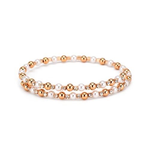 Bracciale Donna Rigido Mya Boccadamo In Bronzo Placcato Oro Rosa E Perle