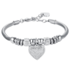Bracciale Donna Semirigido Luca Barra In Acciaio Con Cuore E Cristalli Bianchi 4 - Verre Gioielli Bracciale Donna Semirigido Luca Barra In Acciaio Con Cuore E Cristalli Bianchi