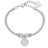 Bracciale Donna Semirigido Luca Barra In Acciaio Con Quadrifoglio E Cristalli Bianchi 4 - Verre Gioielli Bracciale Donna Semirigido Luca Barra In Acciaio Con Quadrifoglio E Cristalli Bianchi