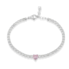 Bracciale Donna Stroili Tennis In Acciaio E Zirconi Bianchi Con Cristallo Rosa A Cuore
