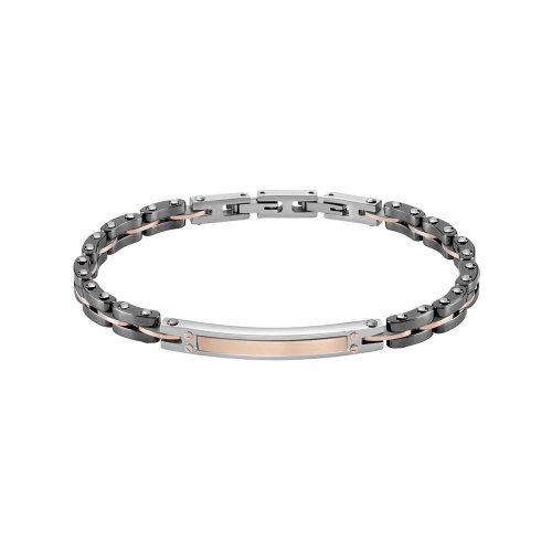 Bracciale Uomo Bliss In Acciaio Bicolore E Ceramica Nera 3 - Verre Gioielli Bracciale Uomo Bliss In Acciaio Bicolore E Ceramica Nera