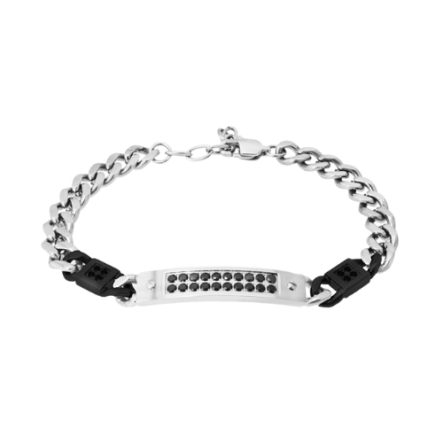 Bracciale Uomo Boccadamo Man In Acciaio Bicolore Con Zirconi Neri