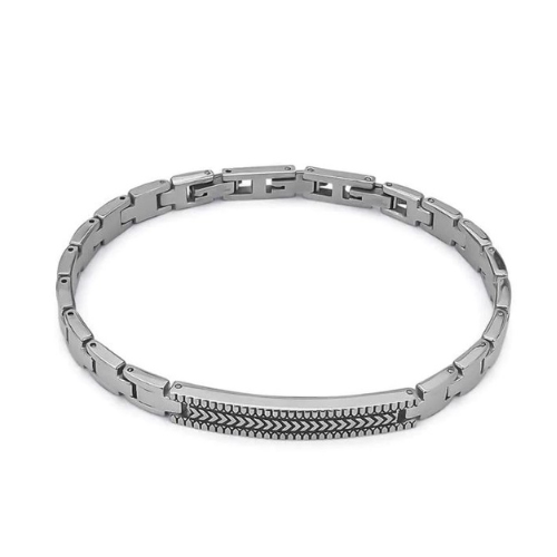 Bracciale Uomo Boccadamo Man In Acciaio Silver Con Piastra