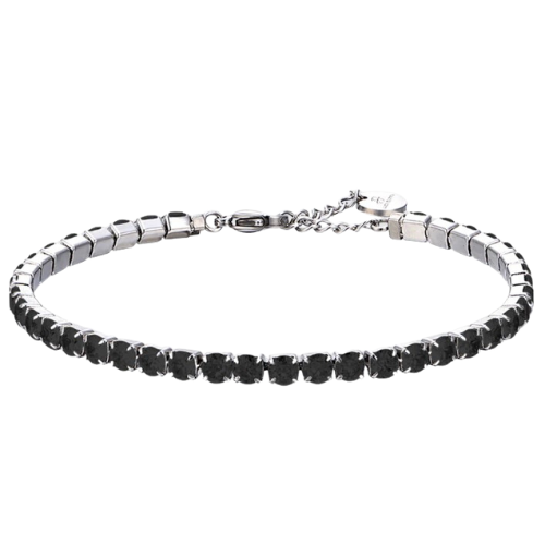 Bracciale Uomo Tennis Luca Barra In Acciaio Con Cristalli Neri 3 - Verre Gioielli Bracciale Uomo Tennis Luca Barra In Acciaio Con Cristalli Neri