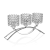 Candelabro Ottaviani In Metallo Argentato A 3 Fiamme Con Cristalli